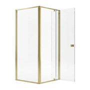 Adjustable Semi Frameless Shower Screen 82-90cm x 89-92cm With Gold Hardware For Modern Bathrooms