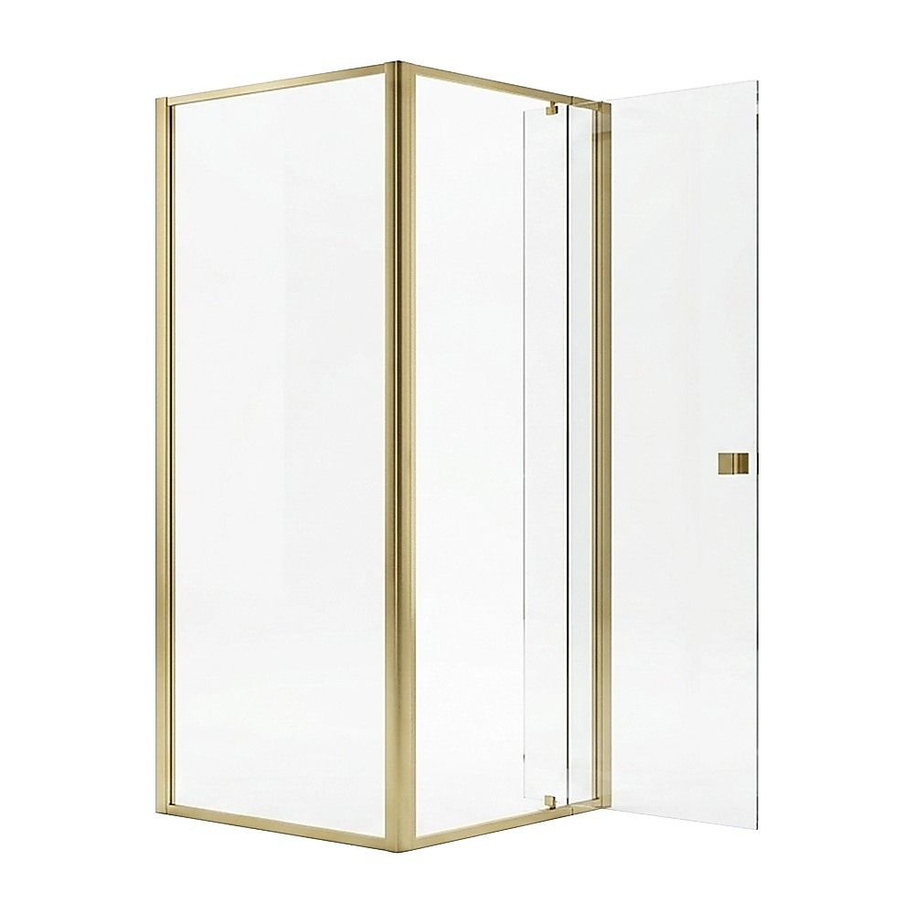 Adjustable Semi Frameless Shower Screen 82-90cm x 89-92cm With Gold Hardware For Modern Bathrooms
