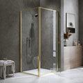 Adjustable Semi Frameless Shower Screen 74-82cm x 89-92cm With Gold Hardware For Modern Bathrooms