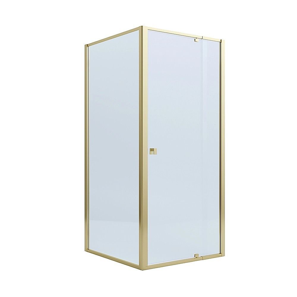 Adjustable Semi Frameless Shower Screen 74-82cm x 89-92cm With Gold Hardware For Modern Bathrooms