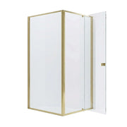 Adjustable Semi Frameless Shower Screen 74-82cm x 89-92cm With Gold Hardware For Modern Bathrooms