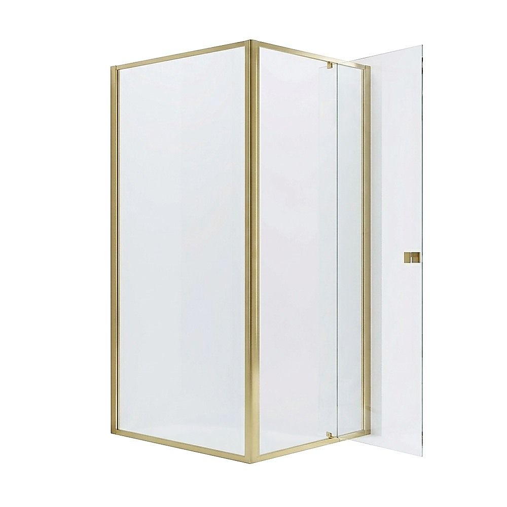Adjustable Semi Frameless Shower Screen 74-82cm x 89-92cm With Gold Hardware For Modern Bathrooms