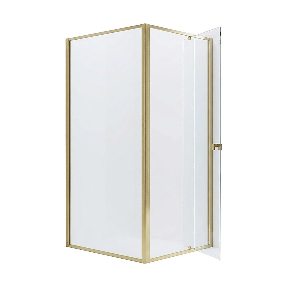 Adjustable Semi Frameless Shower Screen 82-90cm x 98-101cm With Gold Hardware For Modern Bathrooms