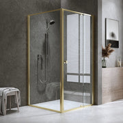 Adjustable Semi Frameless Shower Screen 98-106cm x 98-101cm With Gold Hardware For Modern Bathrooms