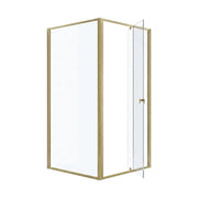 Adjustable Semi Frameless Shower Screen 98-106cm x 98-101cm With Gold Hardware For Modern Bathrooms