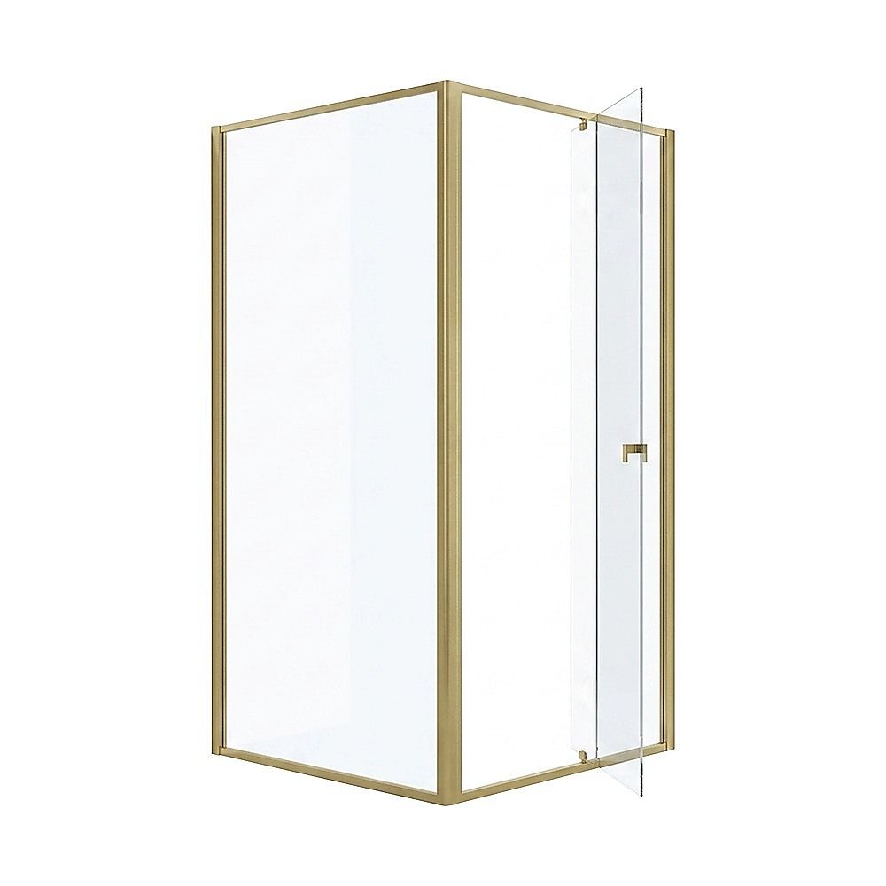 Adjustable Semi Frameless Shower Screen 98-106cm x 98-101cm With Gold Hardware For Modern Bathrooms