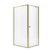Adjustable Semi Frameless Shower Screen 74-82cm x 98-101cm With Gold Hardware For Modern Bathrooms
