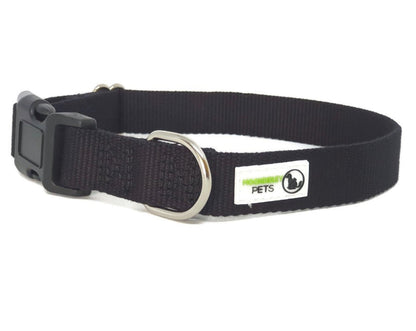 100% Pure Bamboo Fibre Dog Collar Plastic Buckle - Moondidley Pets Medium Black V631-MDPCOLBAMMBLK