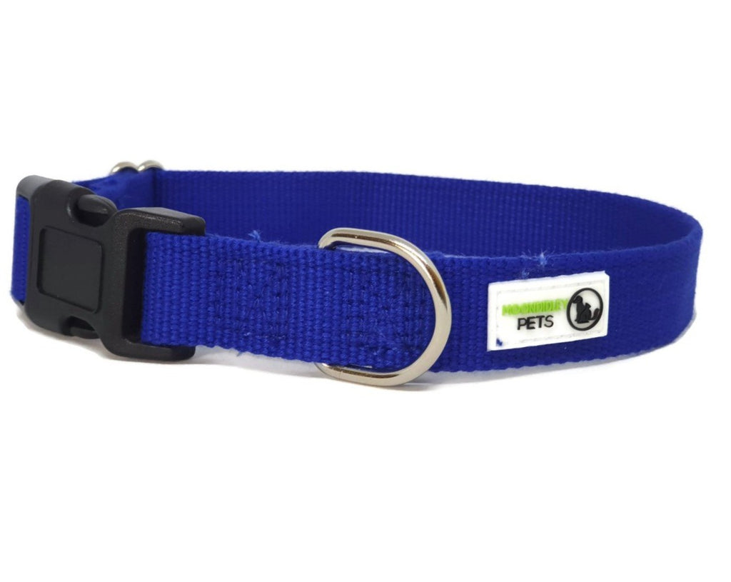 100% Pure Bamboo Fibre Dog Collar Plastic Buckle - Moondidley Pets Medium Navy V631-MDPCOLBAMMNVY