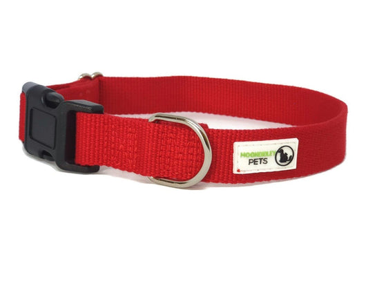 100% Pure Bamboo Fibre Dog Collar Plastic Buckle - Moondidley Pets X-Small Red V631-MDPCOLBAMXSRED