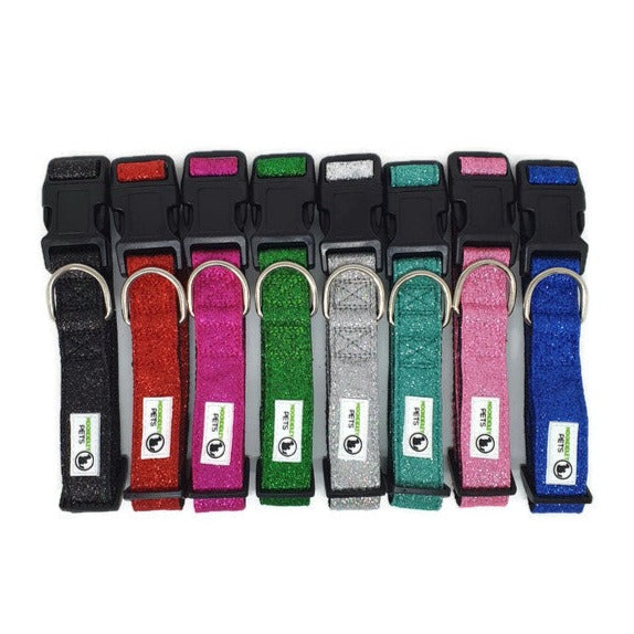 Bling Glitter Overlay Nylon Dog Collar Breakaway Buckle - Moondidley Pets X- Small Turquoise V631-MDPCOLBLIXSTUR