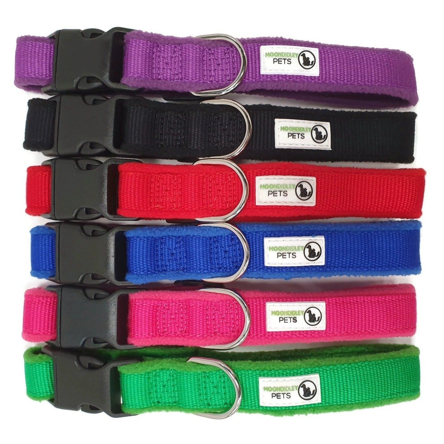 100% Pure Bamboo Fibre w/Fleece Lining Dog Collar Plastic Buckle - Moondidley PetsX-Small Pink V631-MDPCOLFLEXSPNK
