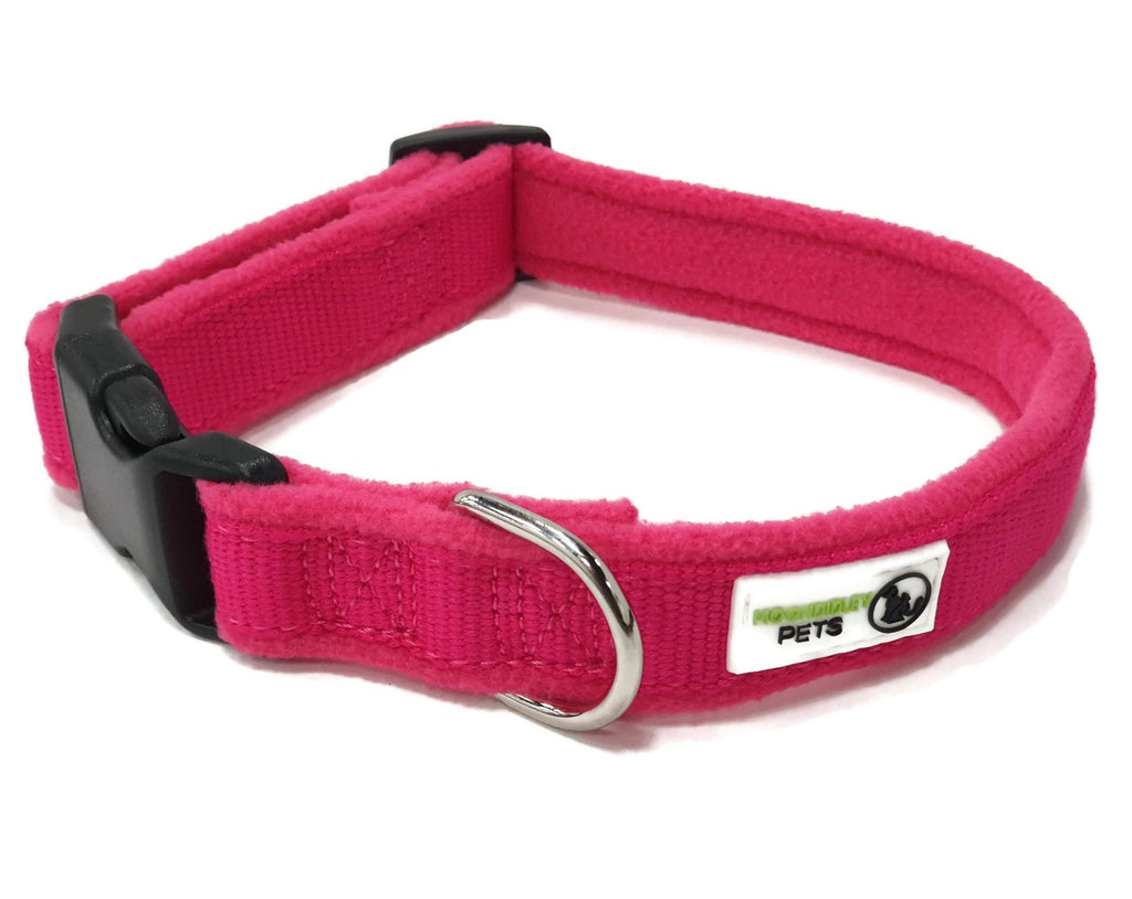 100% Pure Bamboo Fibre w/Fleece Lining Dog Collar Plastic Buckle - Moondidley PetsX-Small Pink V631-MDPCOLFLEXSPNK