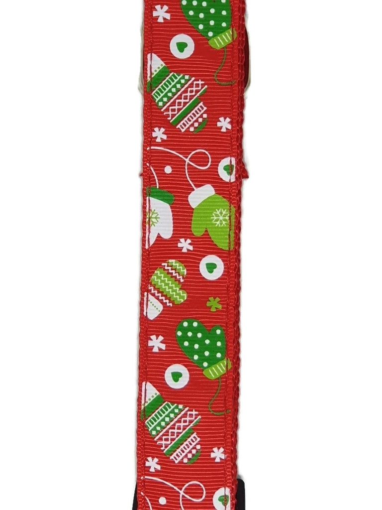 Christmas Dog Collars Adjustable - Moondidley Pets Large Red Mittens V631-MDPCOLXMALMIT