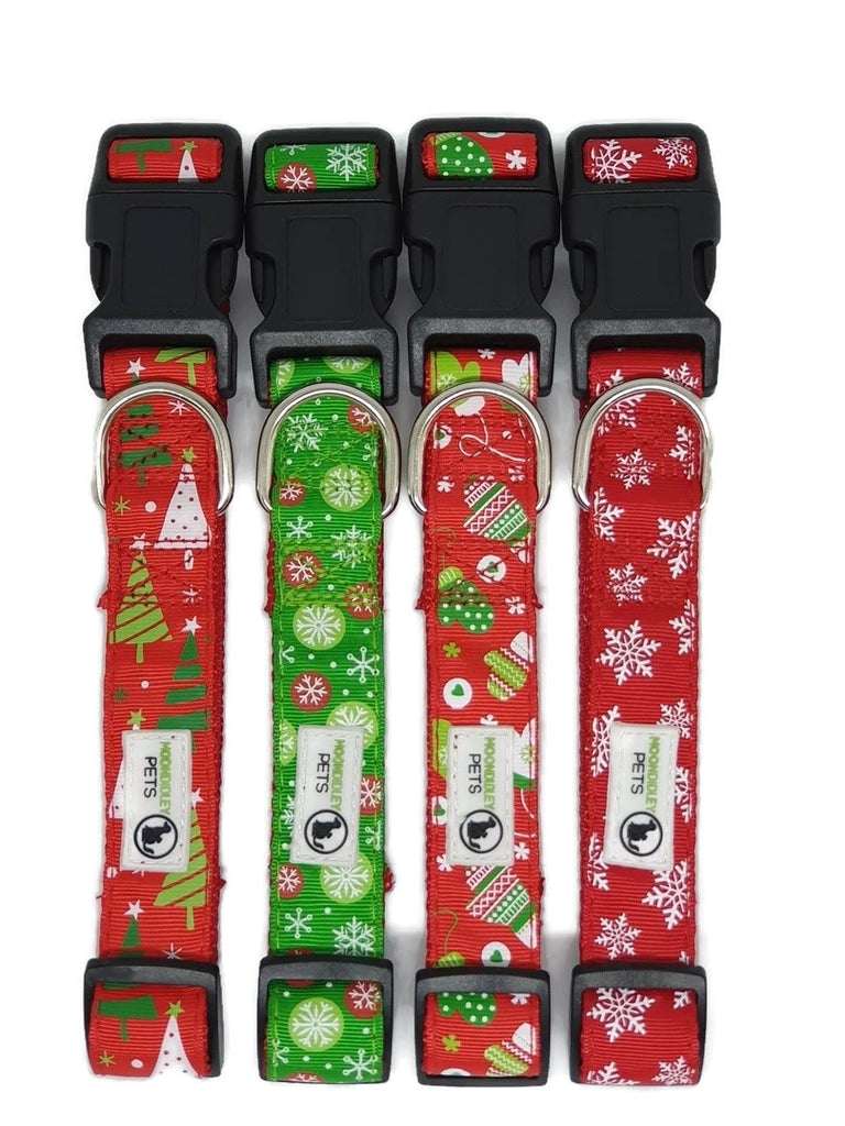 Christmas Dog Collars Adjustable - Moondidley Pets Large Red Xmas Trees V631-MDPCOLXMALTRE