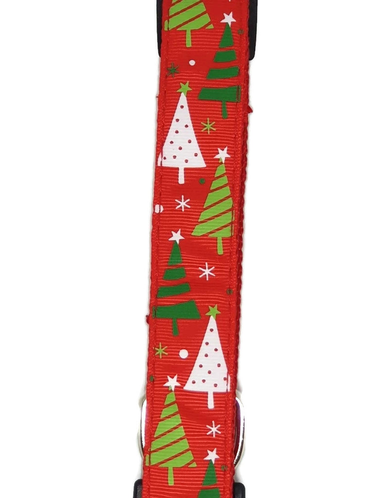 Christmas Dog Collars Adjustable - Moondidley Pets Large Red Xmas Trees V631-MDPCOLXMALTRE