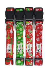 Christmas Dog Collars Adjustable - Moondidley Pets X-Large Red Snow Flakes V631-MDPCOLXMAXLREDSNO