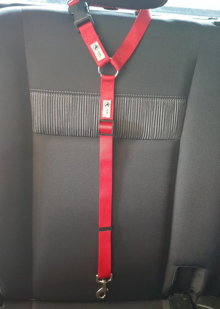 Dog Seatbelt Headrest Restraint Safety Travel - Moondidley Pets Red V631-MDPHRSBRD