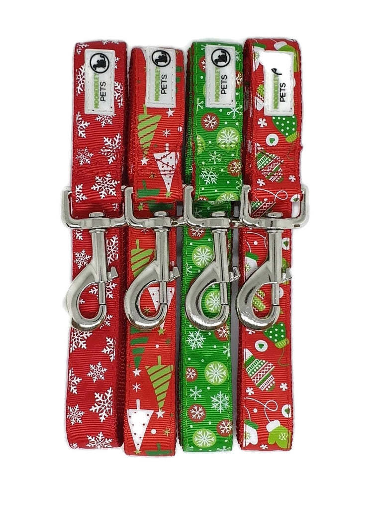 Christmas Dog Leashes 1.2m - Moondidley Pets Red Xmas Tree V631-MDPLDXMA1.2TRE
