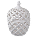 Lattice Decorative Lidded Jar Tall Flower Motive 29cm V637-20731