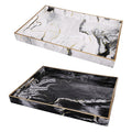 Set 2 Marble Patterned Rectangular Trays 48cm V637-20849