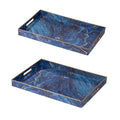 Set 2 Marble Patterned Blue Rectangular Trays 48cm V637-20850
