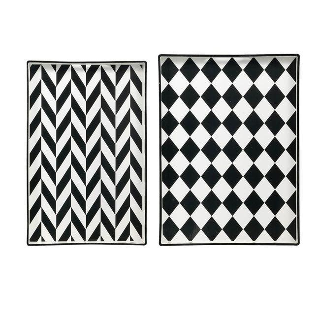 Set 2 Patterned Rectangular Trays 48cm V637-20851