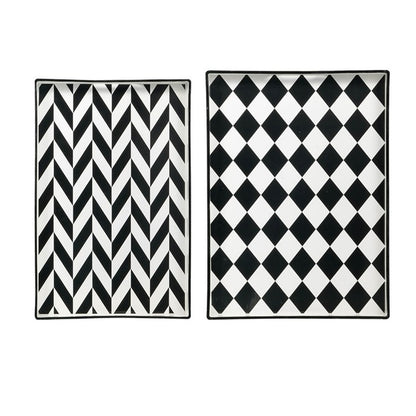 Set 2 Patterned Rectangular Trays 48cm V637-20851