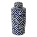 Valora Blue & White Cylinder Jar 35cm V637-20909
