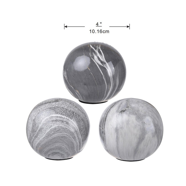 Set 3 Grey Marbleized Balls 10cm V637-20934