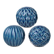 Set 3 Blue Marbleized Balls 10cm V637-20935
