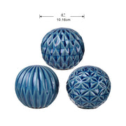 Set 3 Blue Marbleized Balls 10cm V637-20935