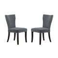 Set 2 Studded Grey Velvet Look Armless Dining Chairs 94cm V637-20939