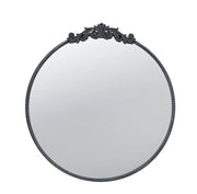Baroque Black Round Mirror 81cm V637-20980