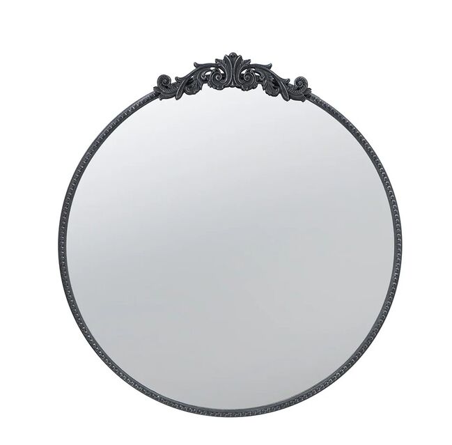 Baroque Black Round Mirror 81cm V637-20980