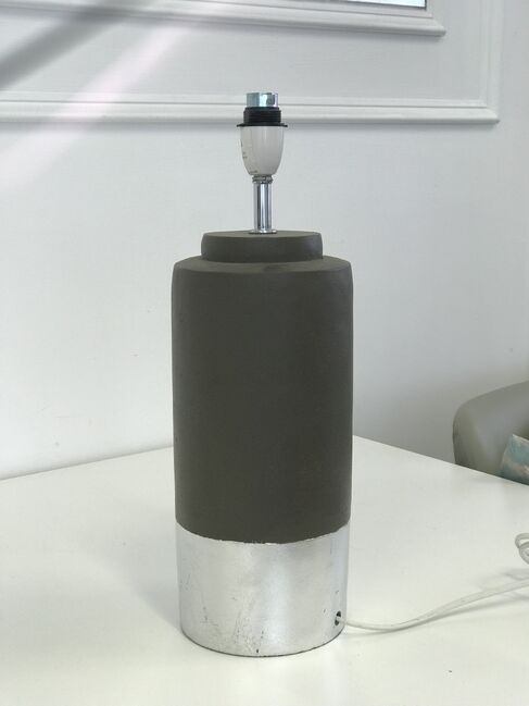 Zane Concrete Silver Trim Lamp Base Only 42cm V637-26060