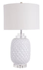 Island White Table Lamp Gloss Ceramic Bedside 67cm V637-29019