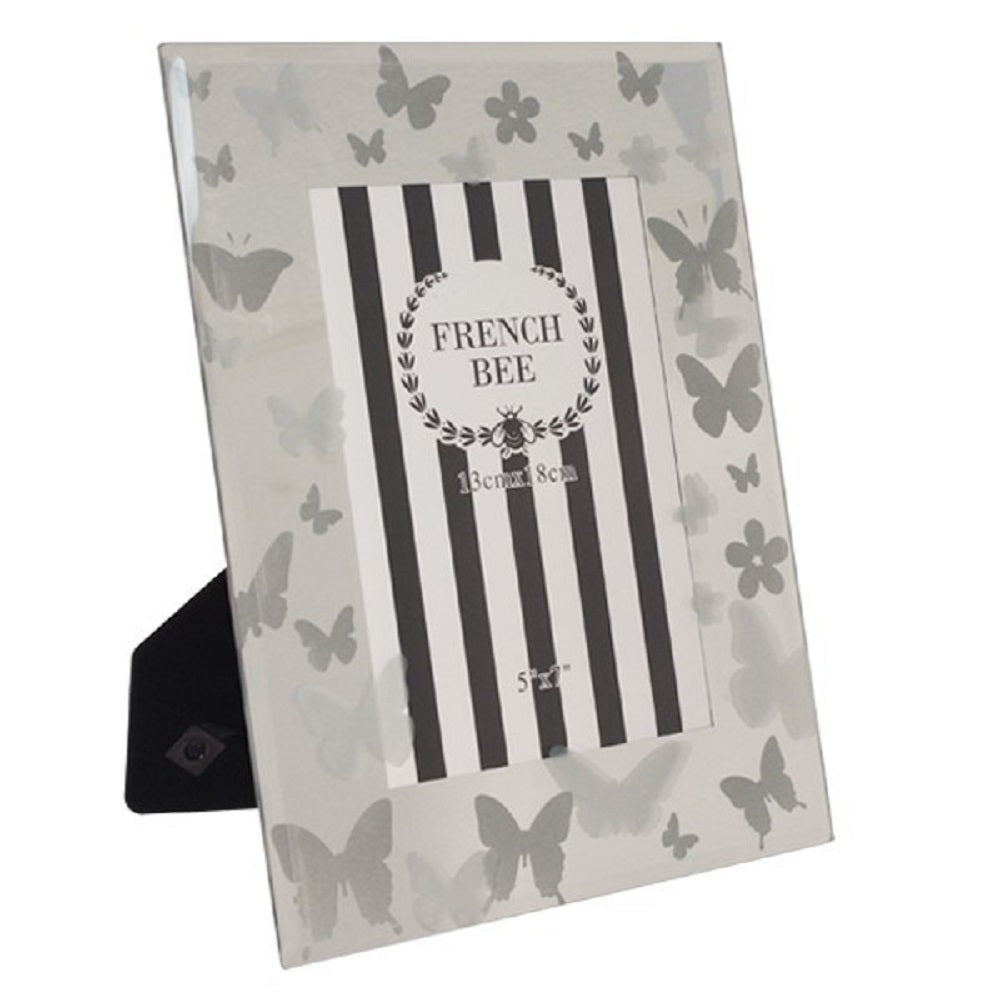 Butterfly Photo Frame 5''x7'' Glass Front Gold 21cm V637-67126