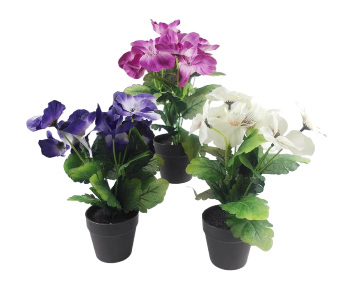 Set 3 Artificial Flowers in Pot Assort 21cm V637-AFL23221