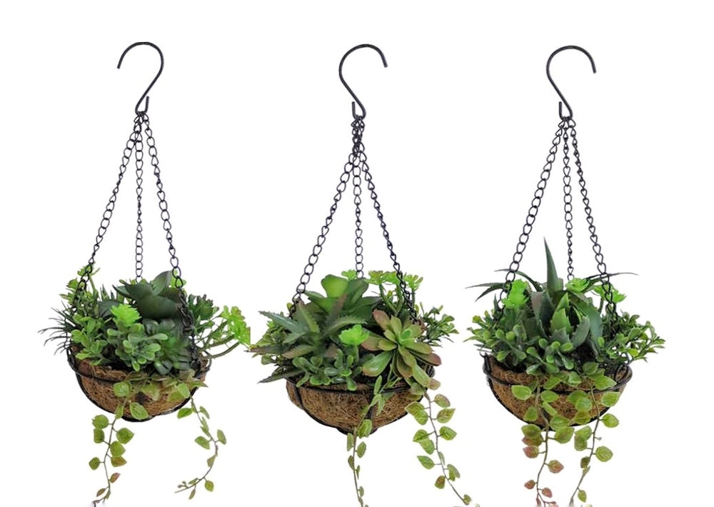 Set 3 Artificial Hanging Succulents 38cm V637-AFL24484