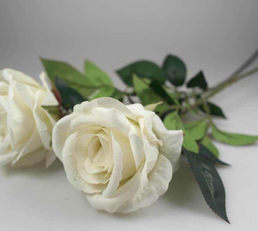 bulk 24 Articial Single Stem Rose White 62cm V637-AFL25017