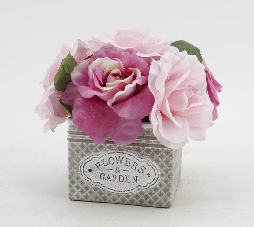 Artificial Peony Rose in Ceramic Pot 20cm V637-AFL25174