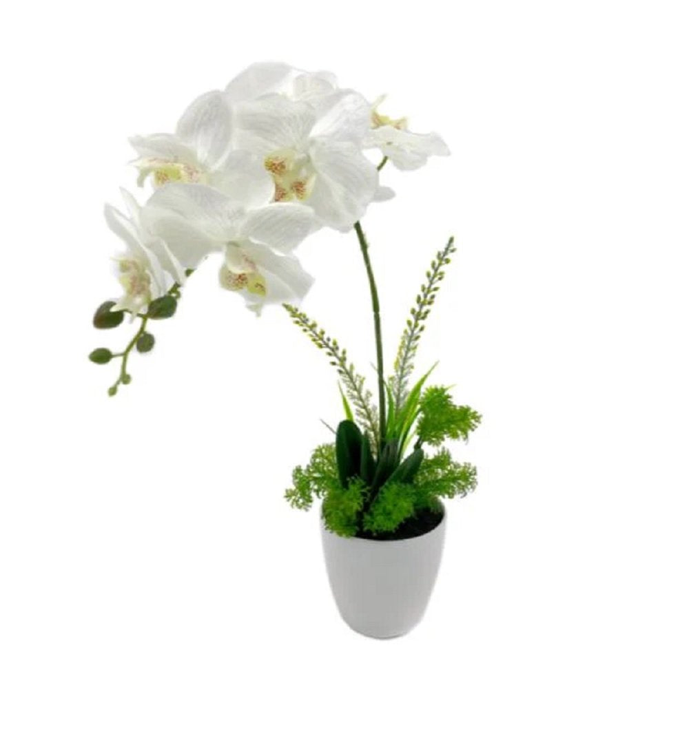 Artificial One Stem Orchid In Plastic Pot 10x46cm V637-AFL28360