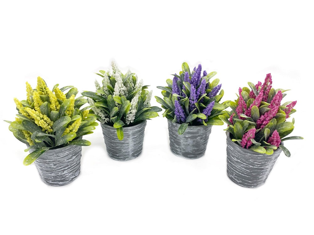 Set 4 Artificial Lavender In Plastic Pot 7x19cm V637-AFL30419