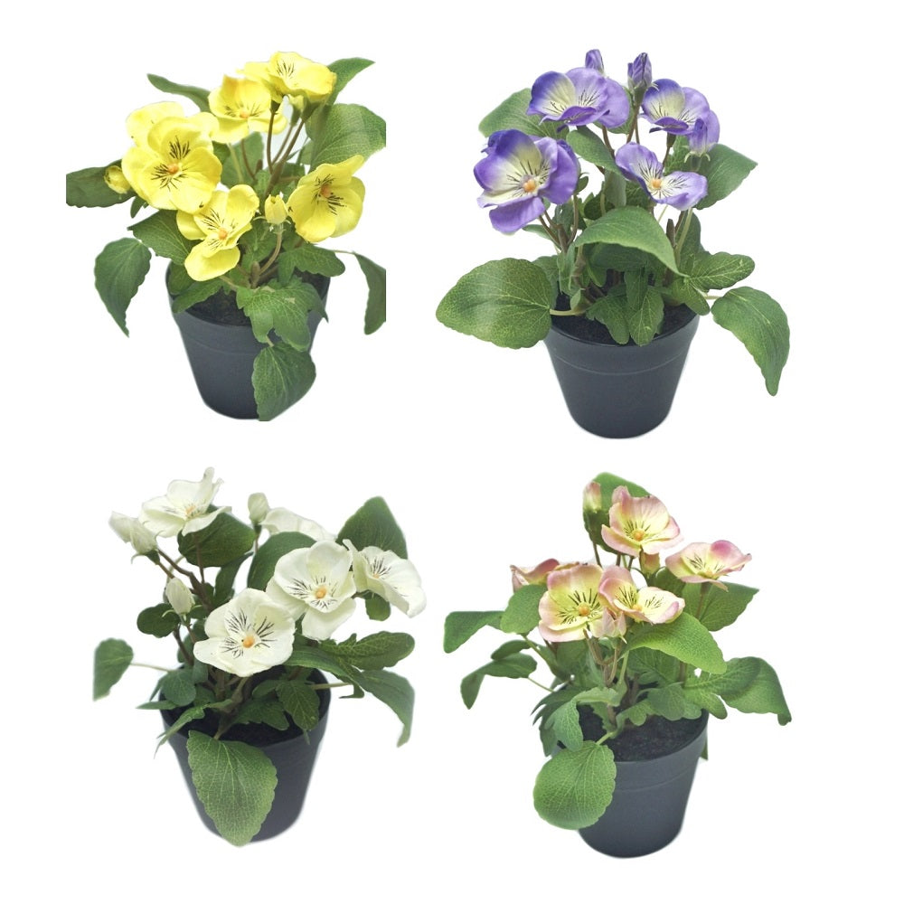 Set 4 Artificial Flowers In Plastic Pot 7x19cm V637-AFL30469