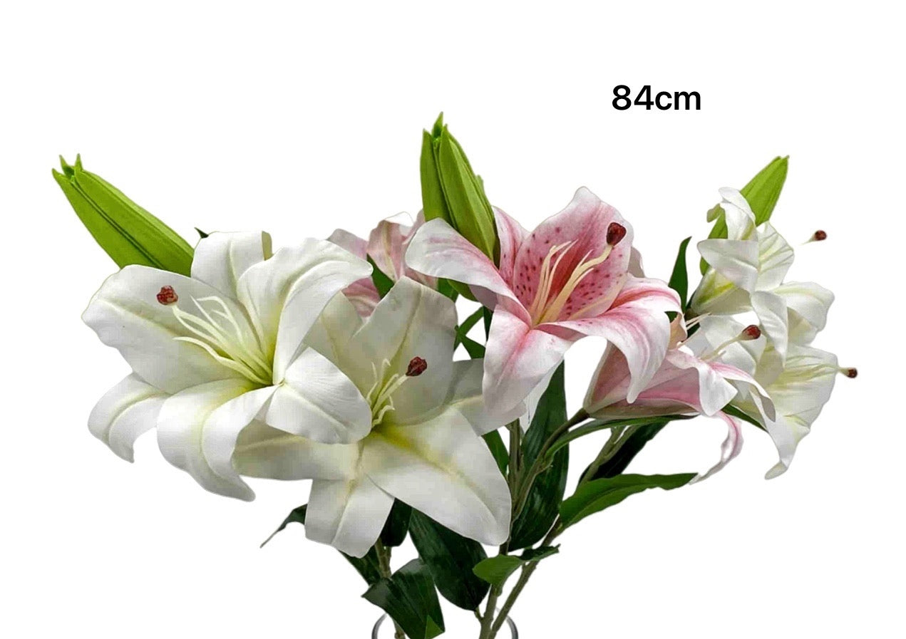 bulk 24 Artificial Lily 2 Heads Assort 84cm V637-AFL30680