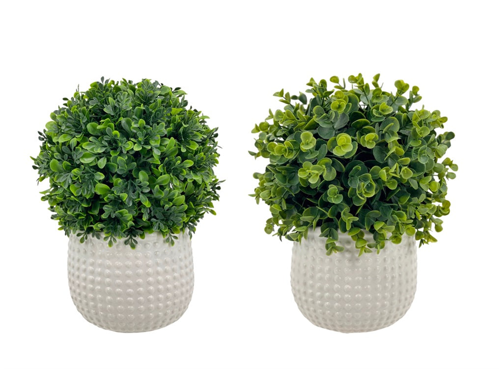 Set 2 Artificial Boxwood Topiary Ball in Ceramic Pot 29cm V637-AFL32070