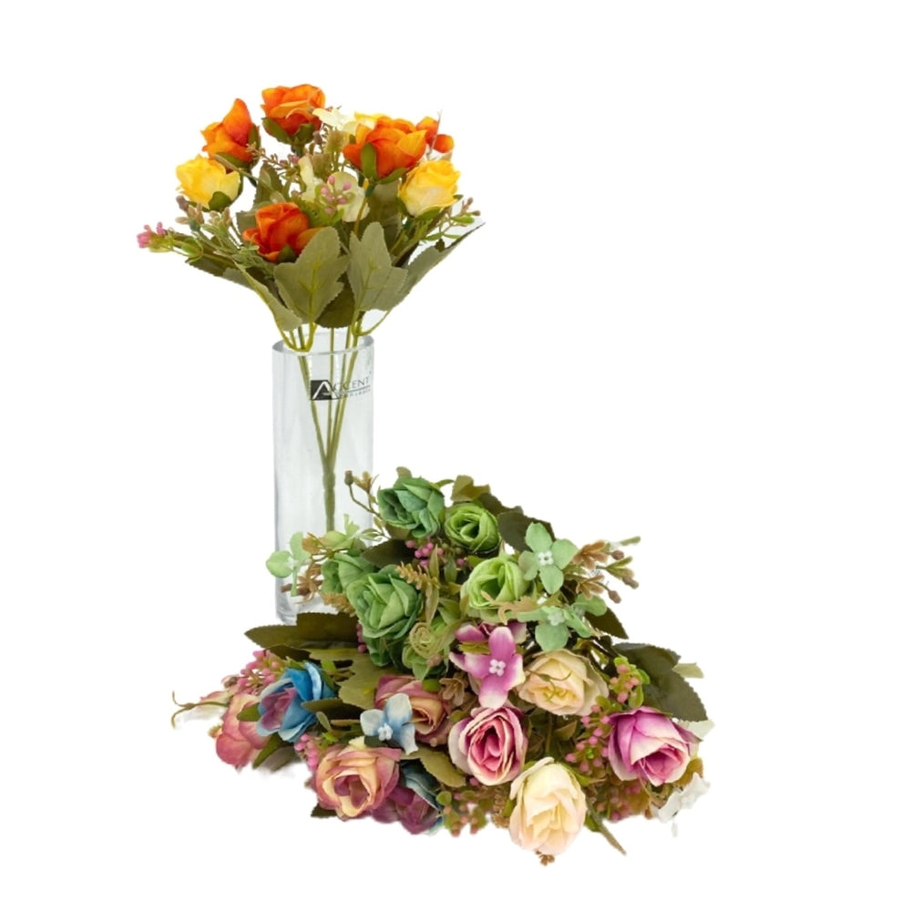 bulk 36 Artificial Mini Roses 8 Heads Assorted 28cm V637-AFL32423