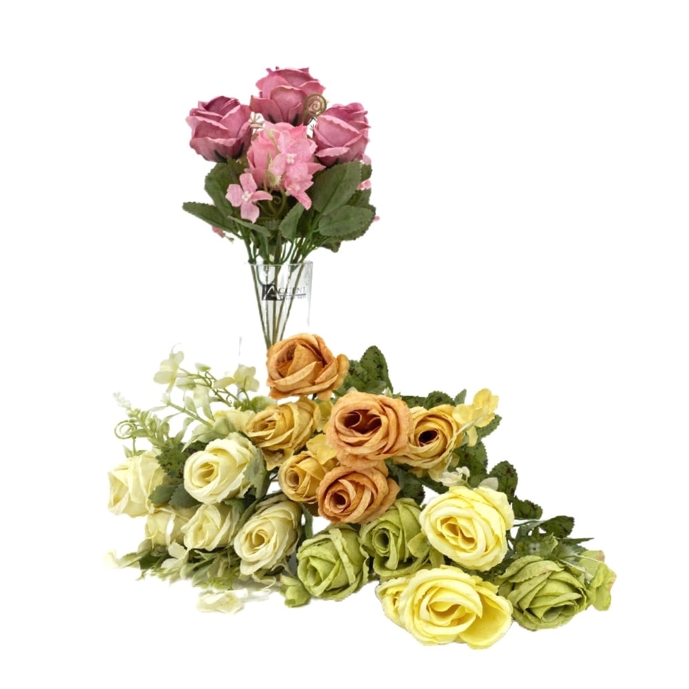 bulk 36 Artificial Close Head Roses 6 Heads Assorted 28cm V637-AFL32426