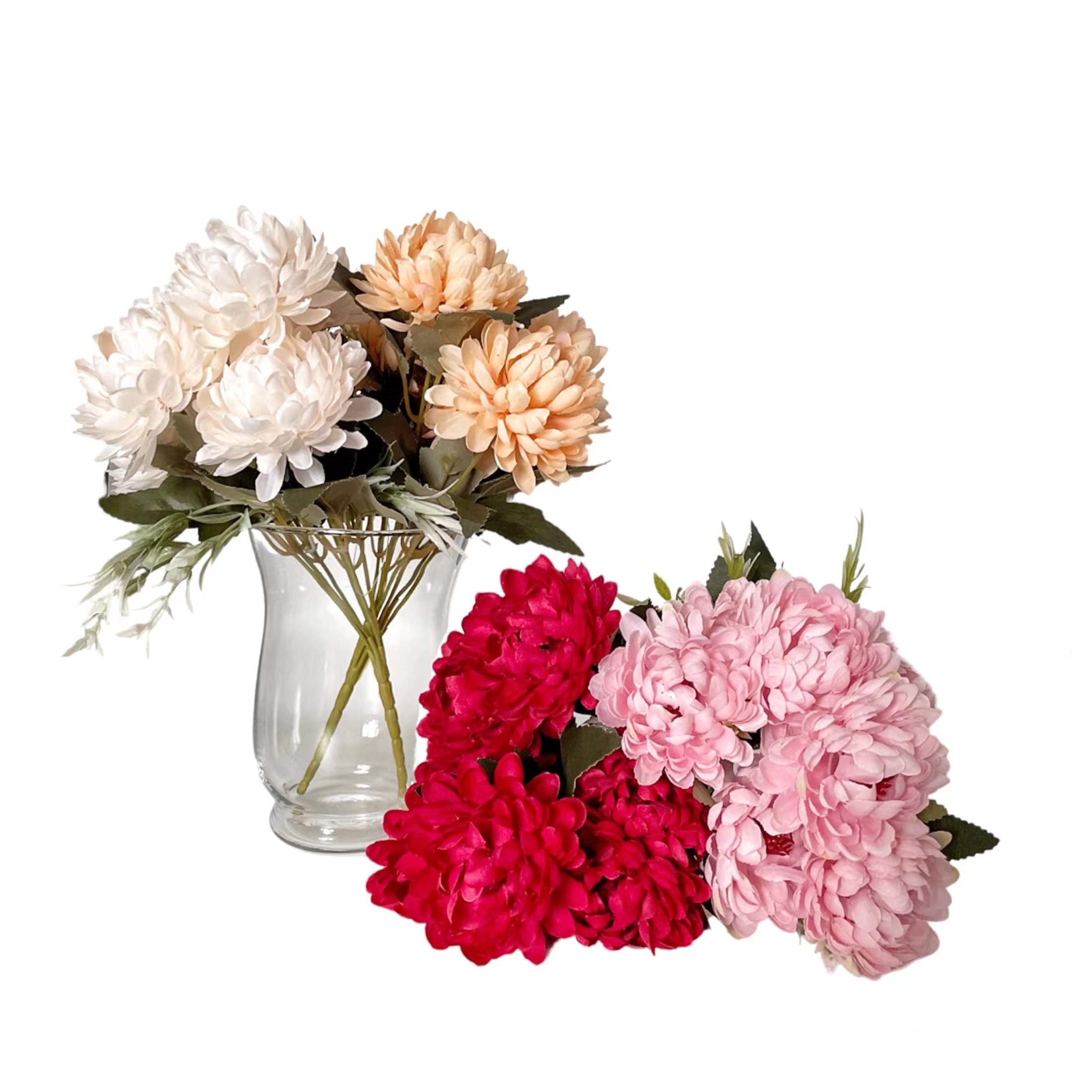 bulk 36 Artificial Chrysanthemum 7 Heads Assorted 10x31cm V637-AFL32427